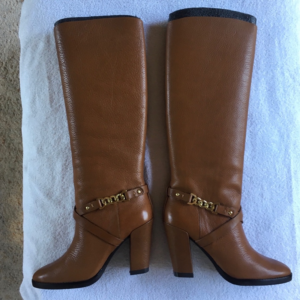 kate spade new york montreal cocoa brown napa 8.5 boots leather heel ksny